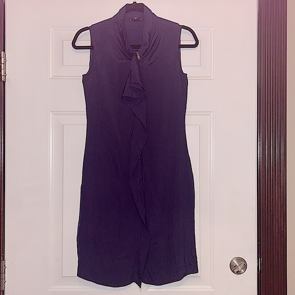 Elie Tahari Sleeveless Dress 0 Purple Ruffle Luxury Formal Classic Wedding